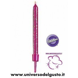 BLISTER 10 CANDELE ROSA GLITTER WILTON