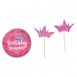 CONFEZIONE 24 PIROTTINI MUFFIN CON PIK PRINCIPESSA