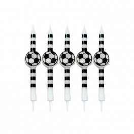 SET 6 CANDELE CALCIO PALLONE BIANCO NERE JUVENTUS