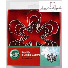 SET 4 TAGLIAPASTA IN METALLO FIOCCO DI NEVE NATALE WILTON